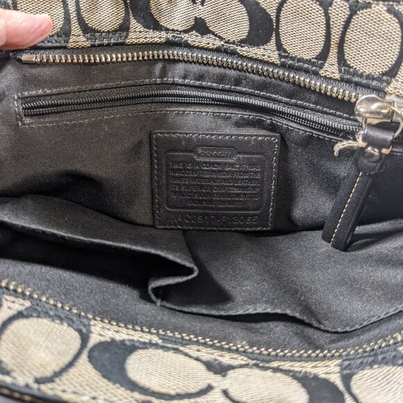 Coach Greige (grey/beige) & Black Signature Bag - Picture 5 of 5